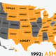 Illustration for article titled Map: Six Decades of the Most Popular Names for Girls, State-by-State